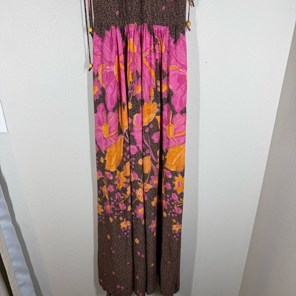 Free People Loreli Wide Leg Jumpsuit Women's XS Bold Floral Billowy Boho Chic - Picture 5 of 11